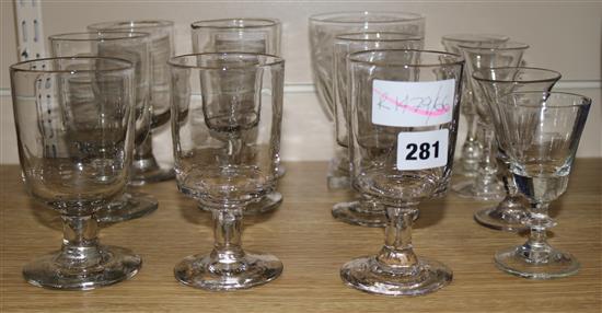 A quantity of glass rummers